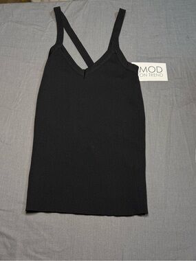 MOD On Trend Black Ribbed Sweater V-Neck Tank